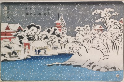 Ein Schneesturm am Kinryozan-Tempel von Utagawa Kuniyoshi